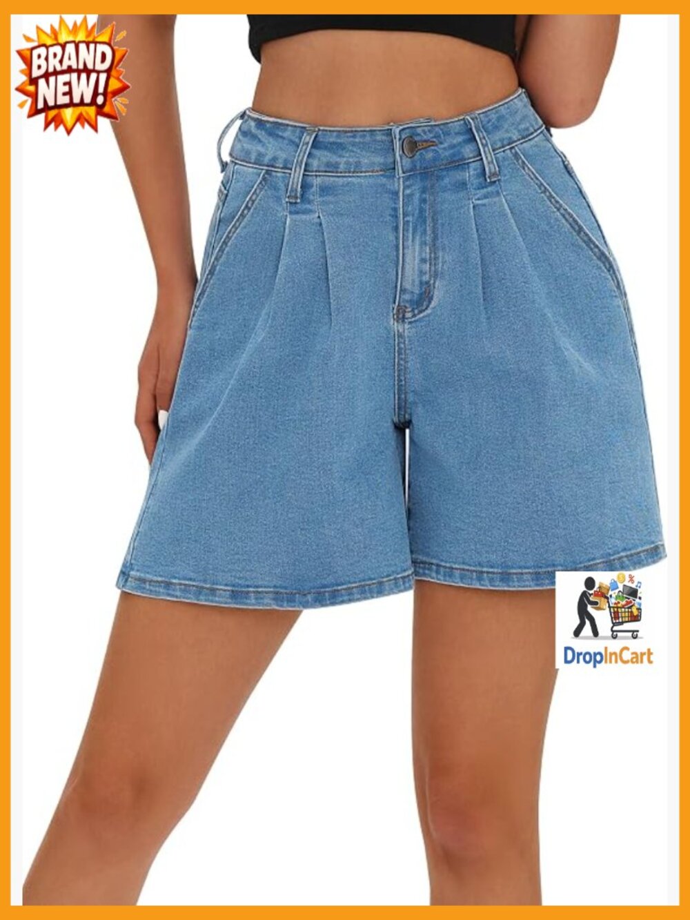 Wide Leg High Waisted Stretchy Loose Denim Jean Shorts Y2K Trendy Bloomer